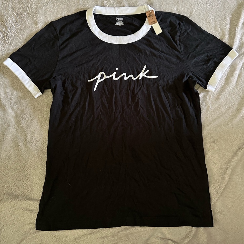 PINK Sporty Black and White Tee